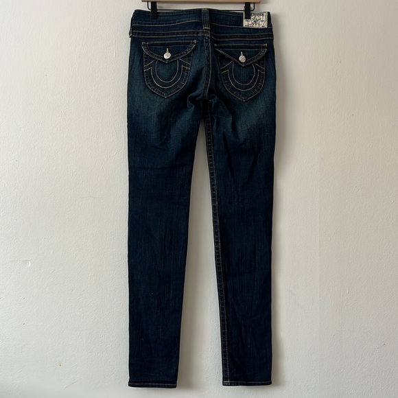 True Religion Cuffed Skinny Jeans Low Rise Dark Wash Flap Button Pockets size 29 - Picture 7 of 14